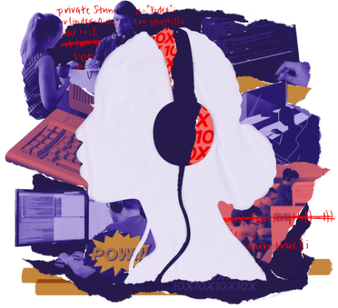 popart picture of someone with headphones
